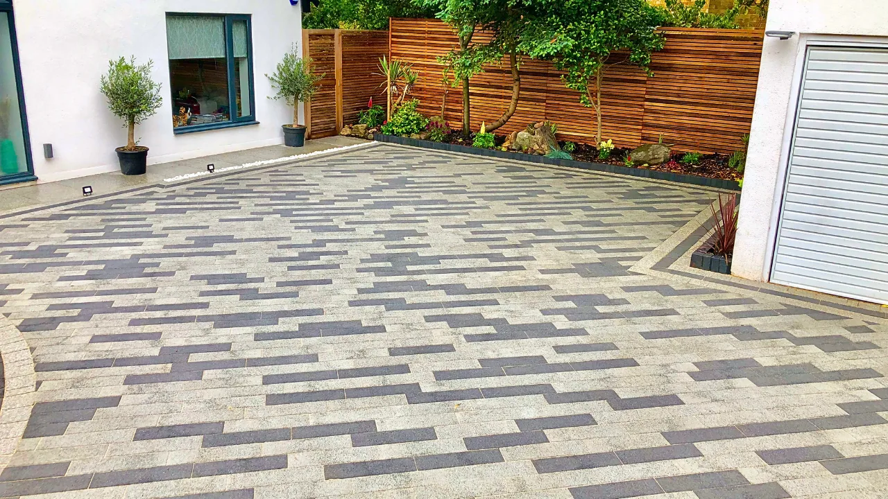 Two-tone block paving driveway in Twickenham