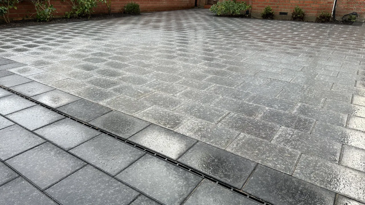 Charcoal block paving driveway in West London