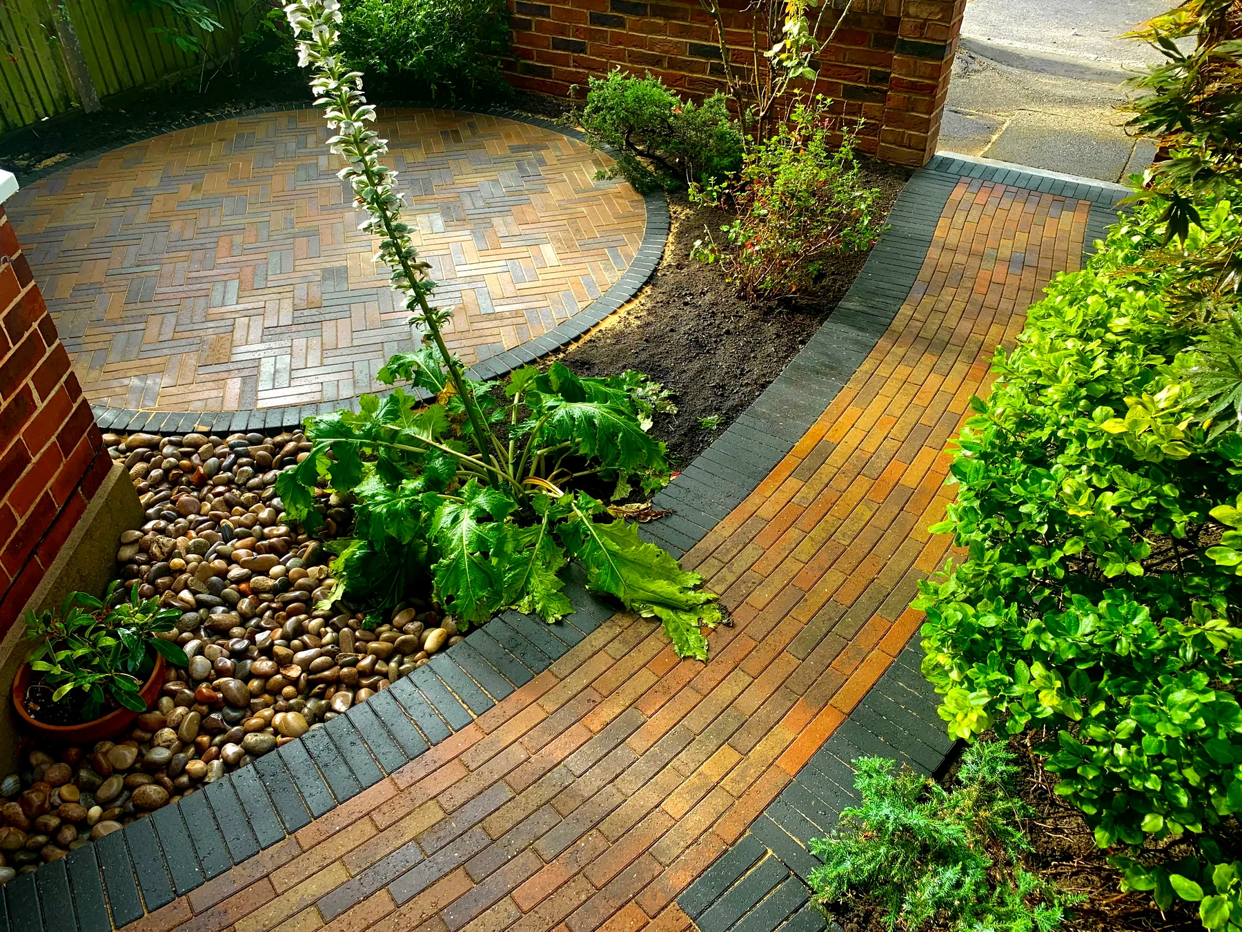 Block paving driveway at a front entrance