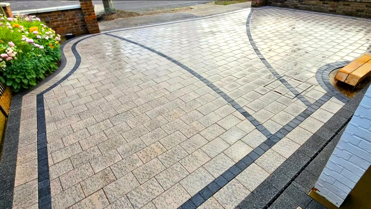 Block paving driveway with curved border in Twickenham