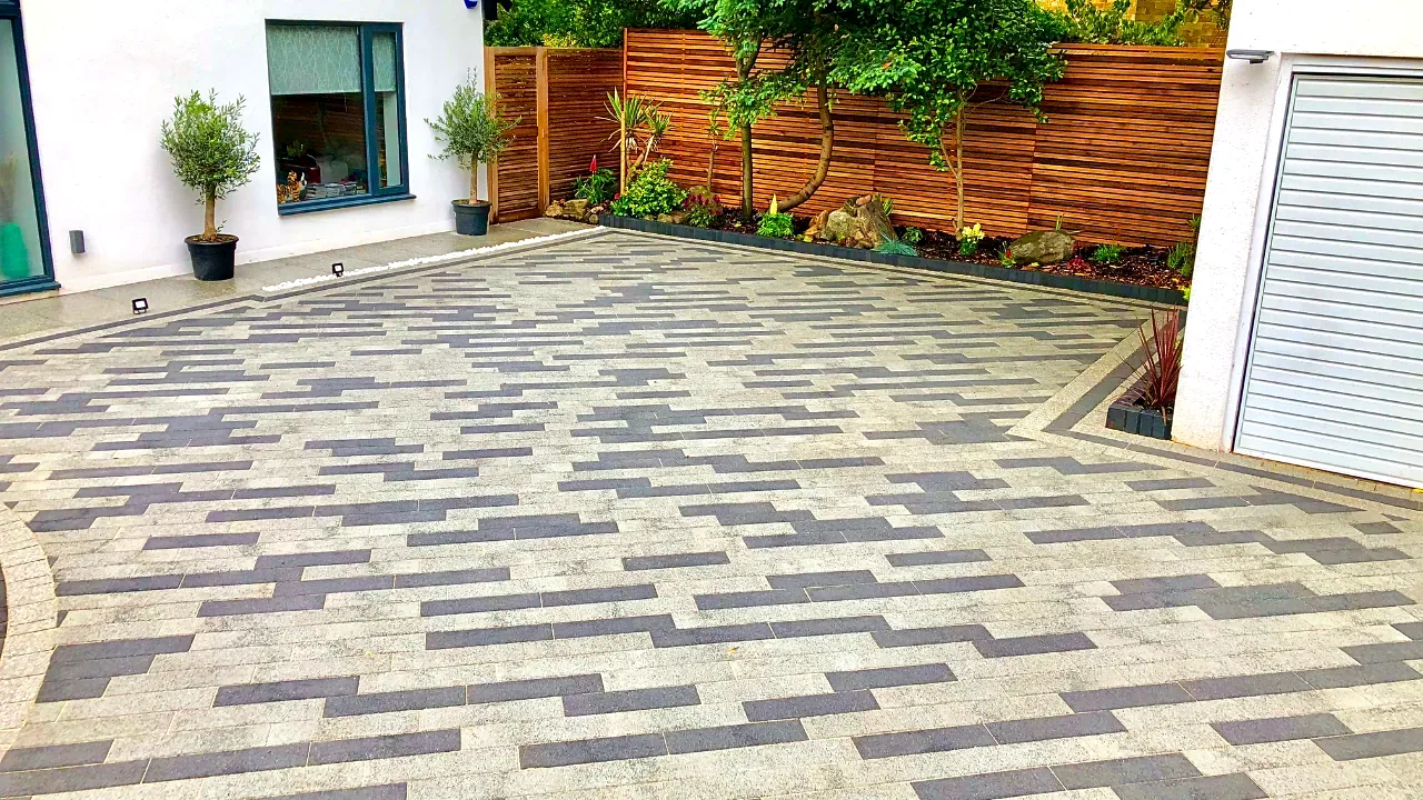 Modern block paved driveway