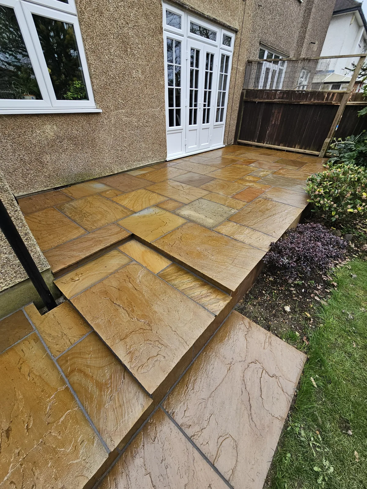 Indian sandstone patio installation in West London
