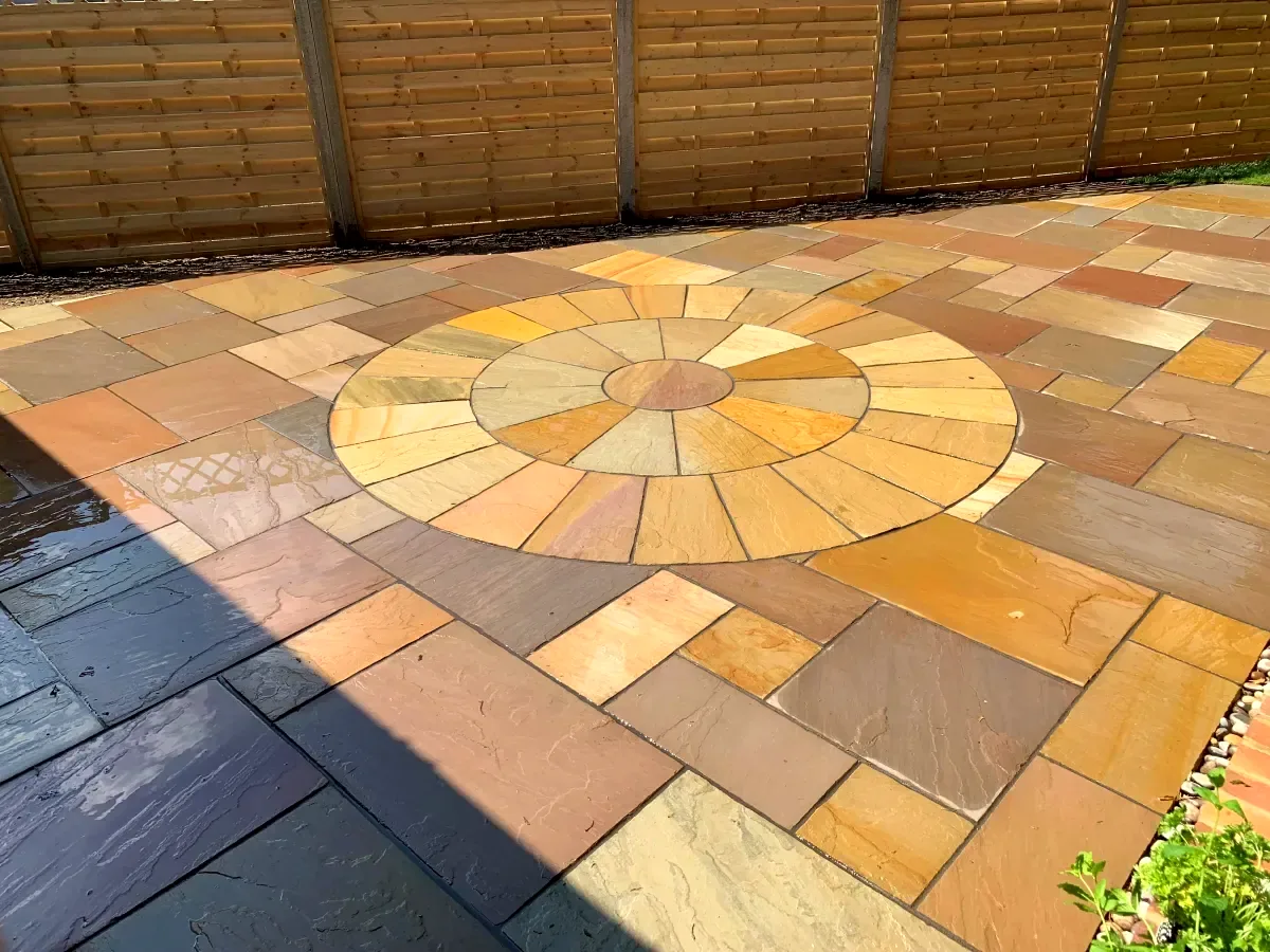 Indian sandstone patio installation by Botanic Hardscapes
