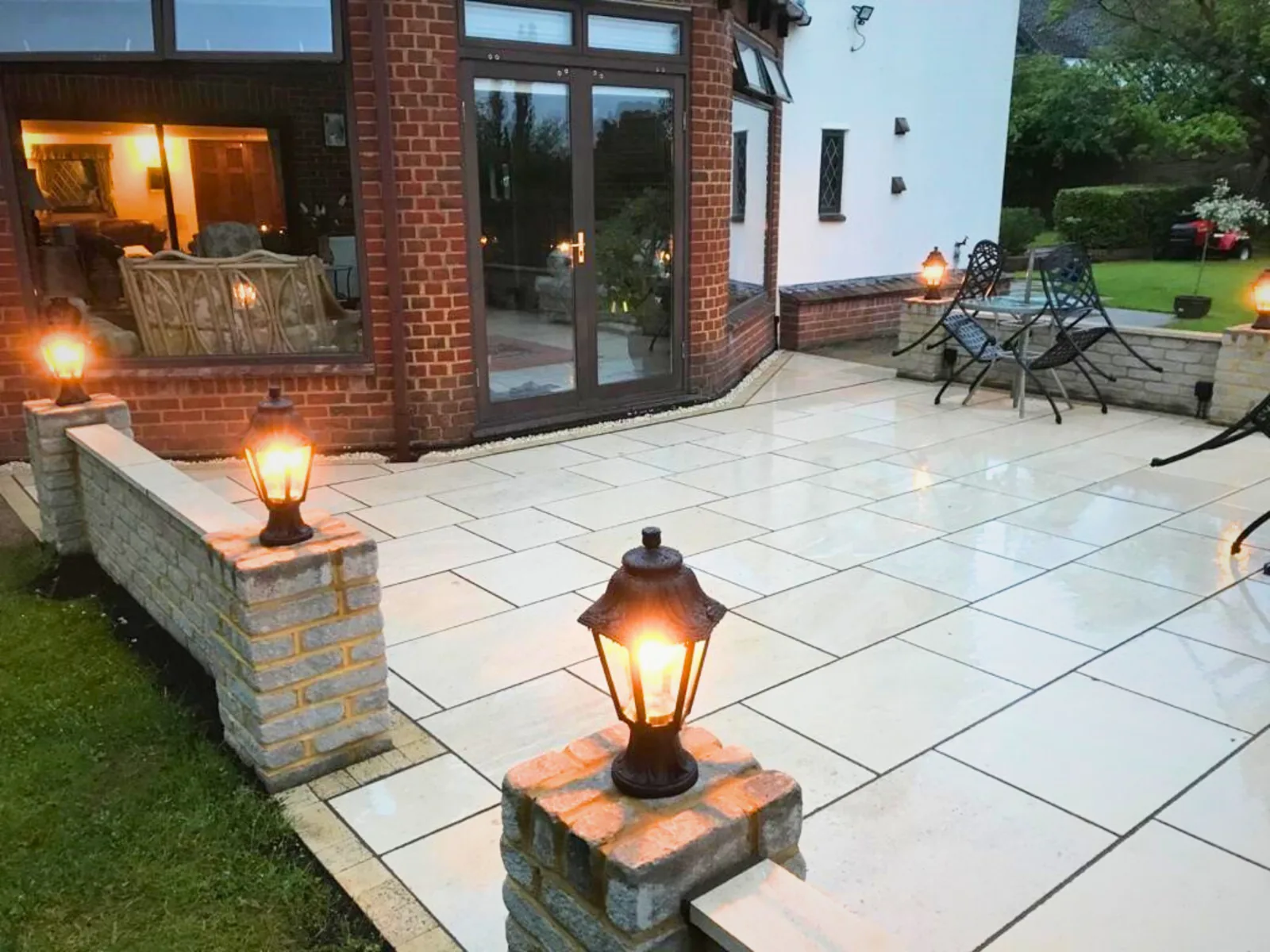 Limestone patio installation by Botanic Hardscapes