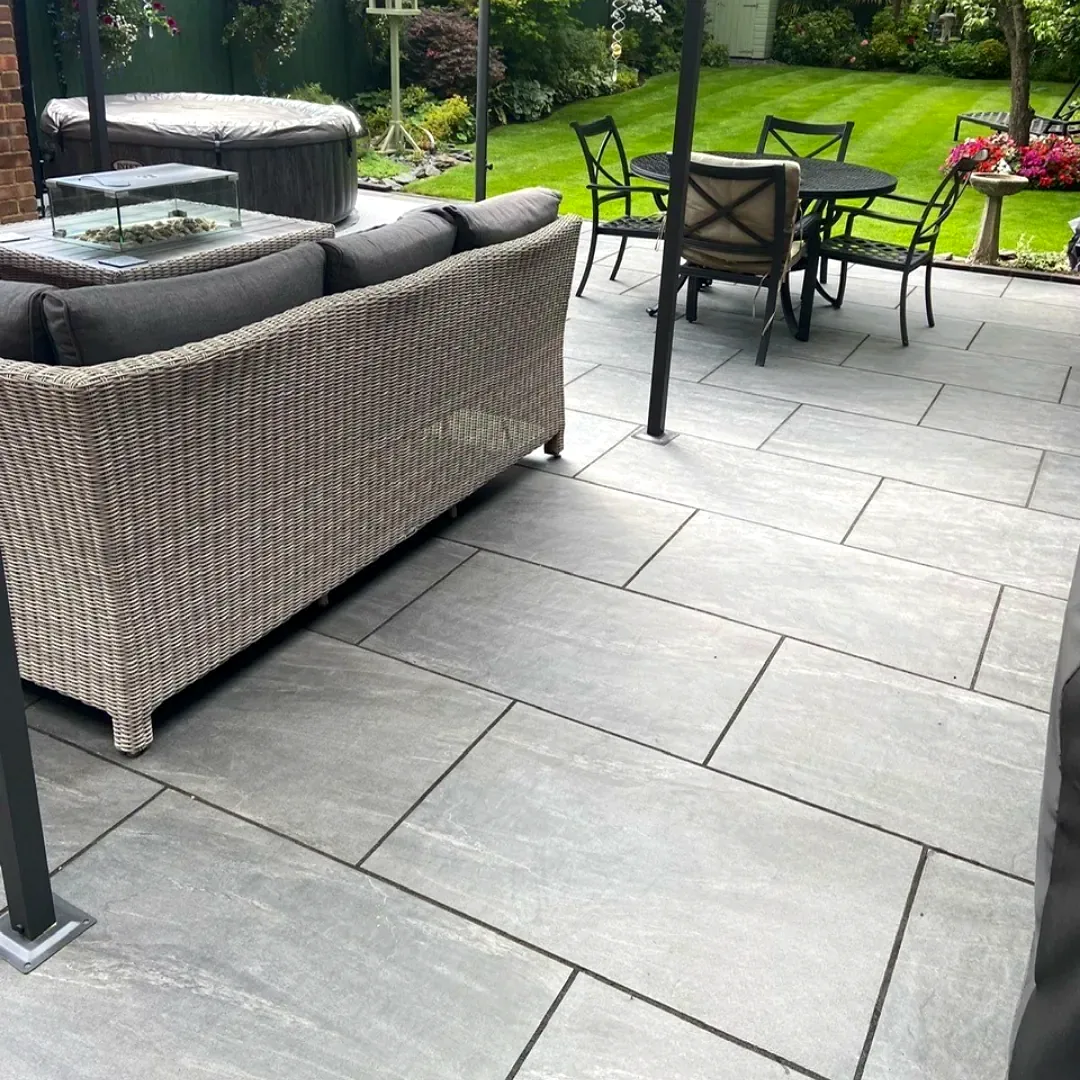 Porcelain patio installation by Botanic Hardscapes
